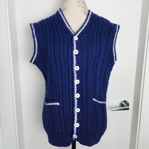 Vintage Hand Knit Sleeveless Cardigan Vest